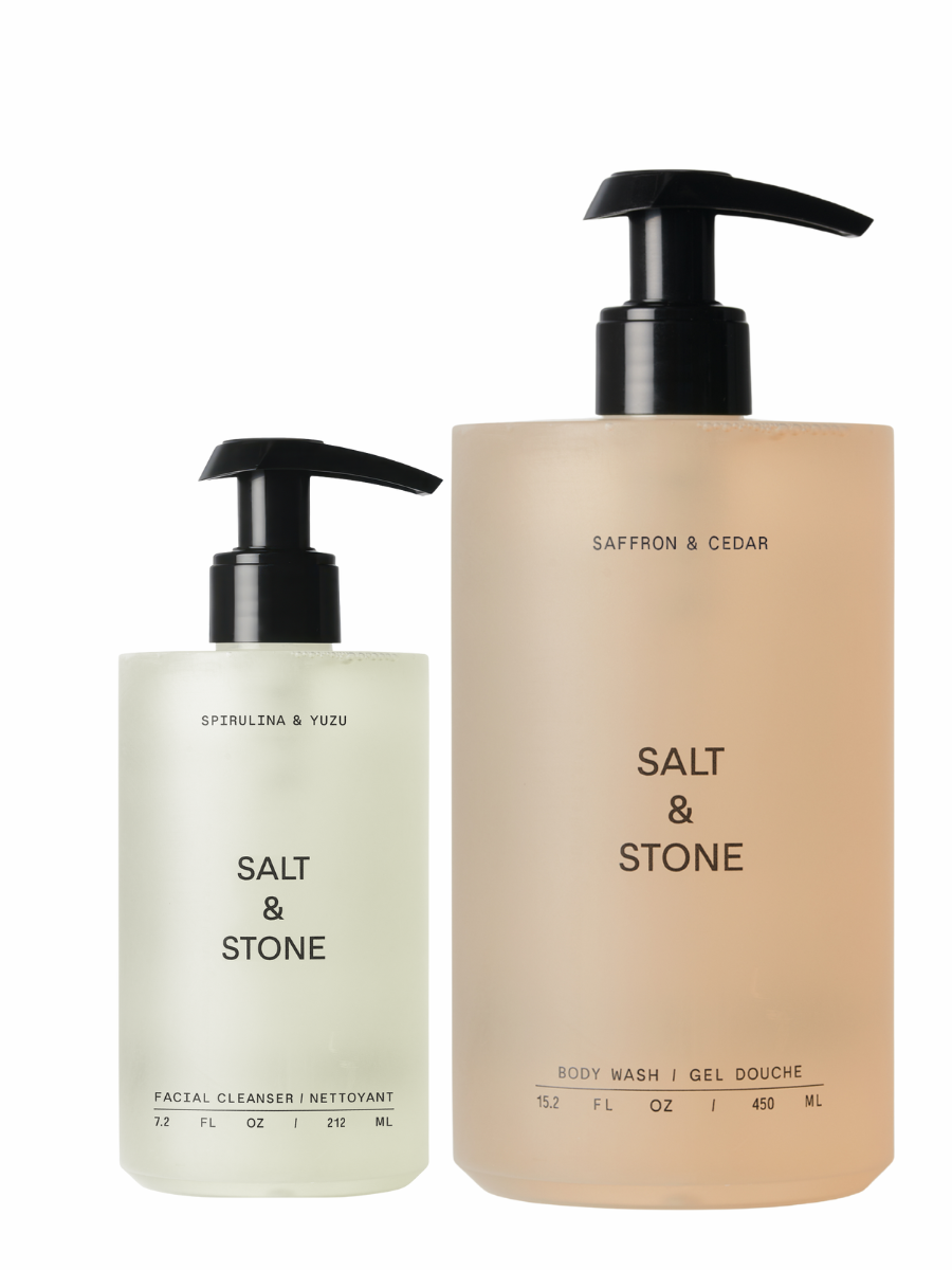 Salt&Stone rinkinys drėkinantis veido prausiklis | prabangus dušo gelis