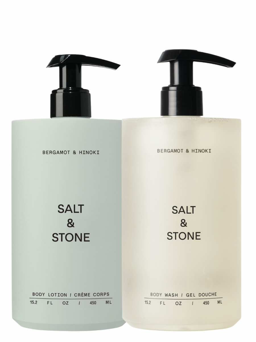 Salt&Stone dušo gelis ir kūno losjonas Bergamot&Hinoki