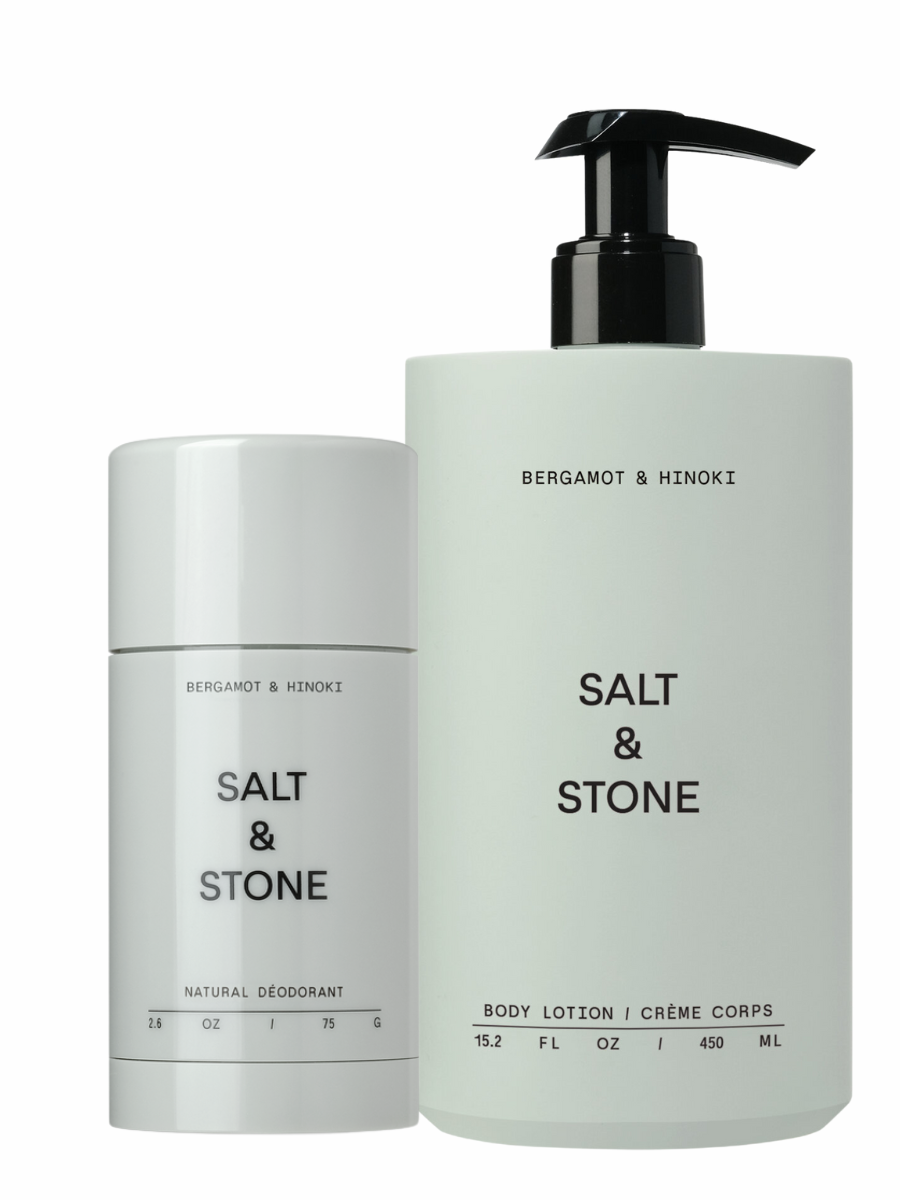 Salt and stone kūno losjonas ir salt and stone dezodorantas bergamot