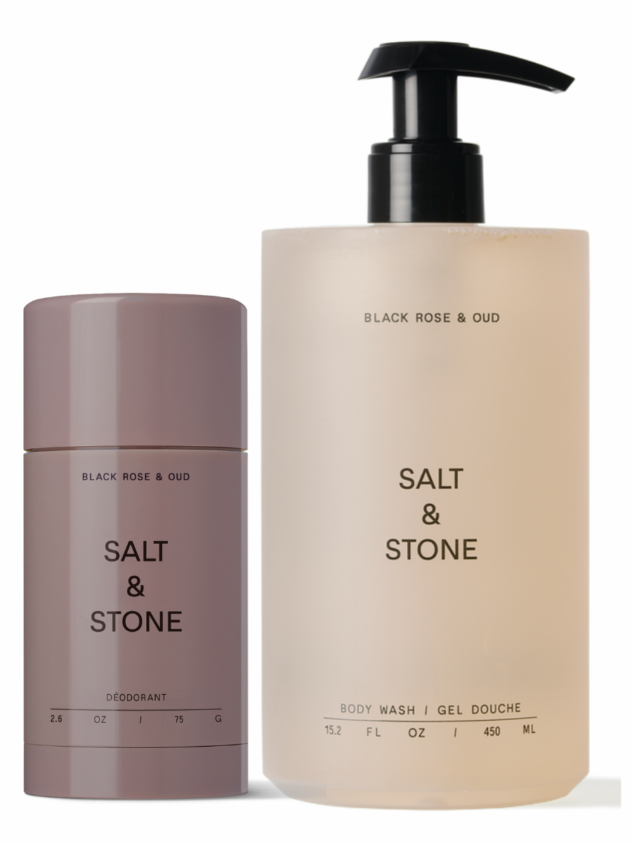 Salt&Stone rinkinys kūnui dezodorantas | dušo gelis Black rose&Oud