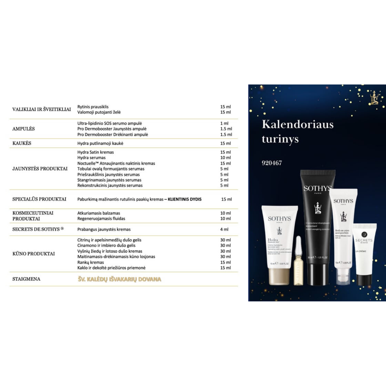 Sothys advento kalendorius turinys