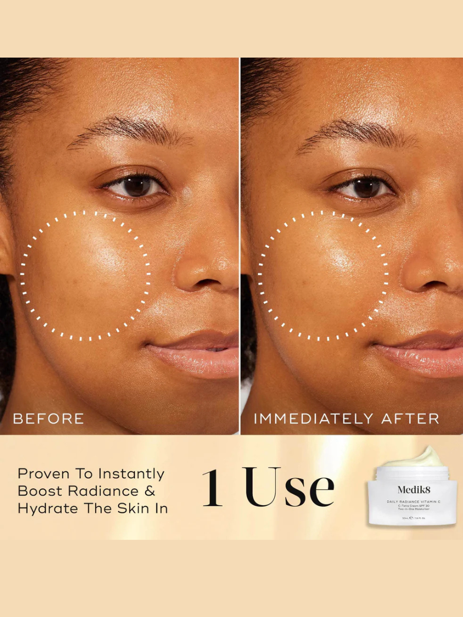 Medik8 drėkinantis, švytėjimo suteikiantis veido kremas su apsauga nuo saulės SPF30 “Daily radiance vitamin C”