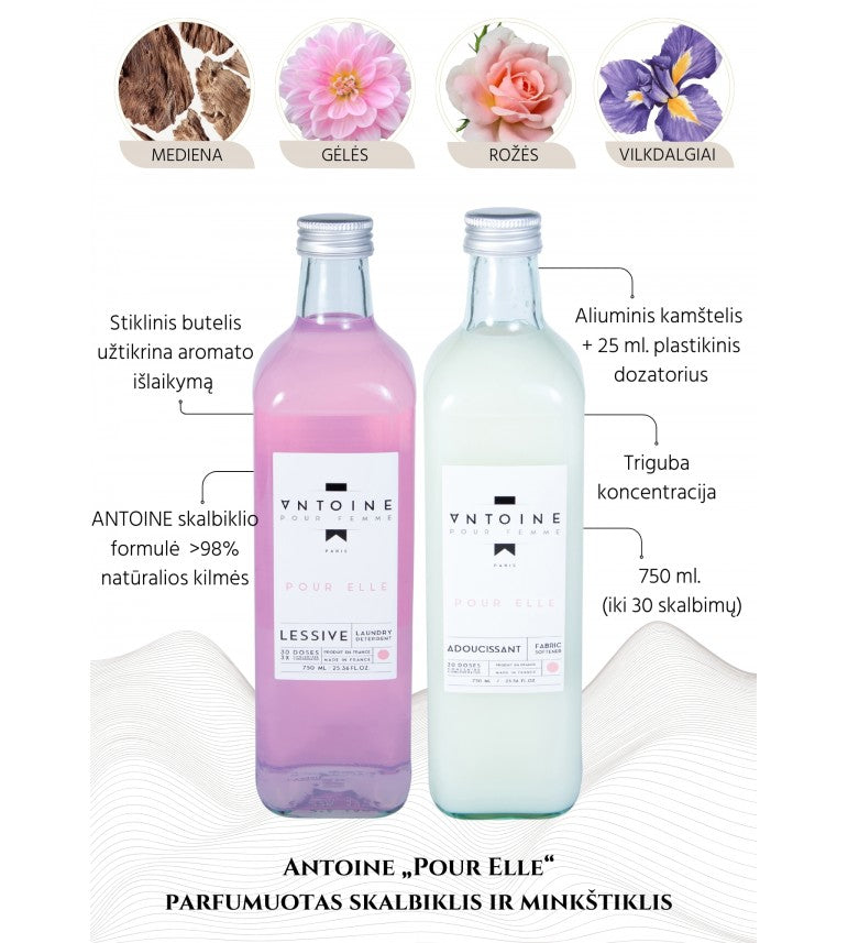 "Pour Elle" kvapo rinkinys - skalbiklis ir minkštiklis