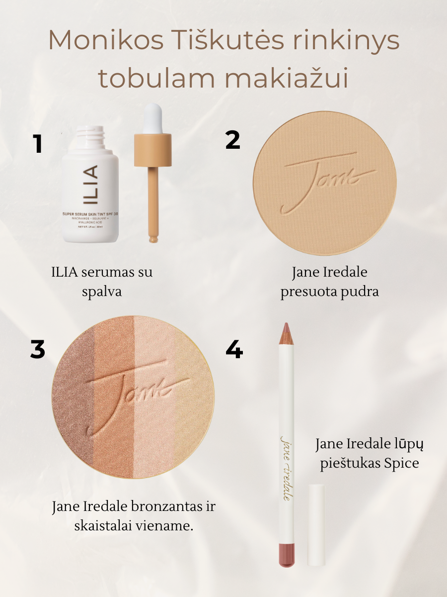 Monikos Tiškutės makiažo rinkinys su TOP atrinktomis skincare makiažo priemonėmis