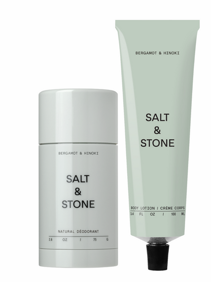 Salt stone rinkinys kūnui dezodorantas ir kūno losjonas kelioninis dydis Bergamot&amp;Hinoki