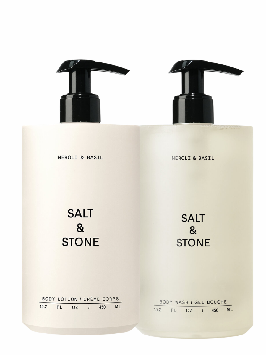 Salt&amp;Stone rinkinys dušo gelis | kūno losjonas Neroli&amp;Basil