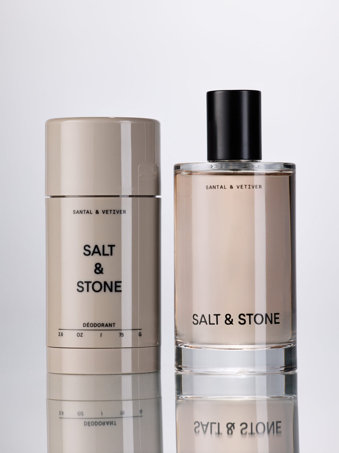 salt&stone rinkinys kūnui dezodorantas ir kūno dulksna santal&vetiver