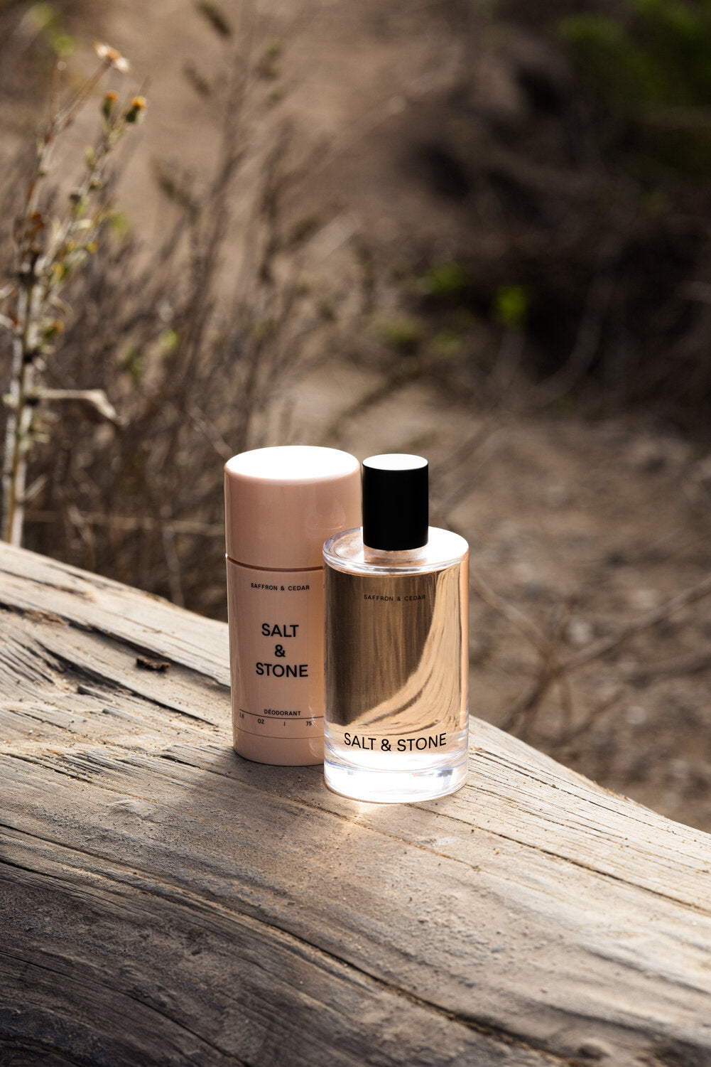 Salt&Stone rinkinys kūnui dezodorantas | kūno dulksna Saffron&Cedar
